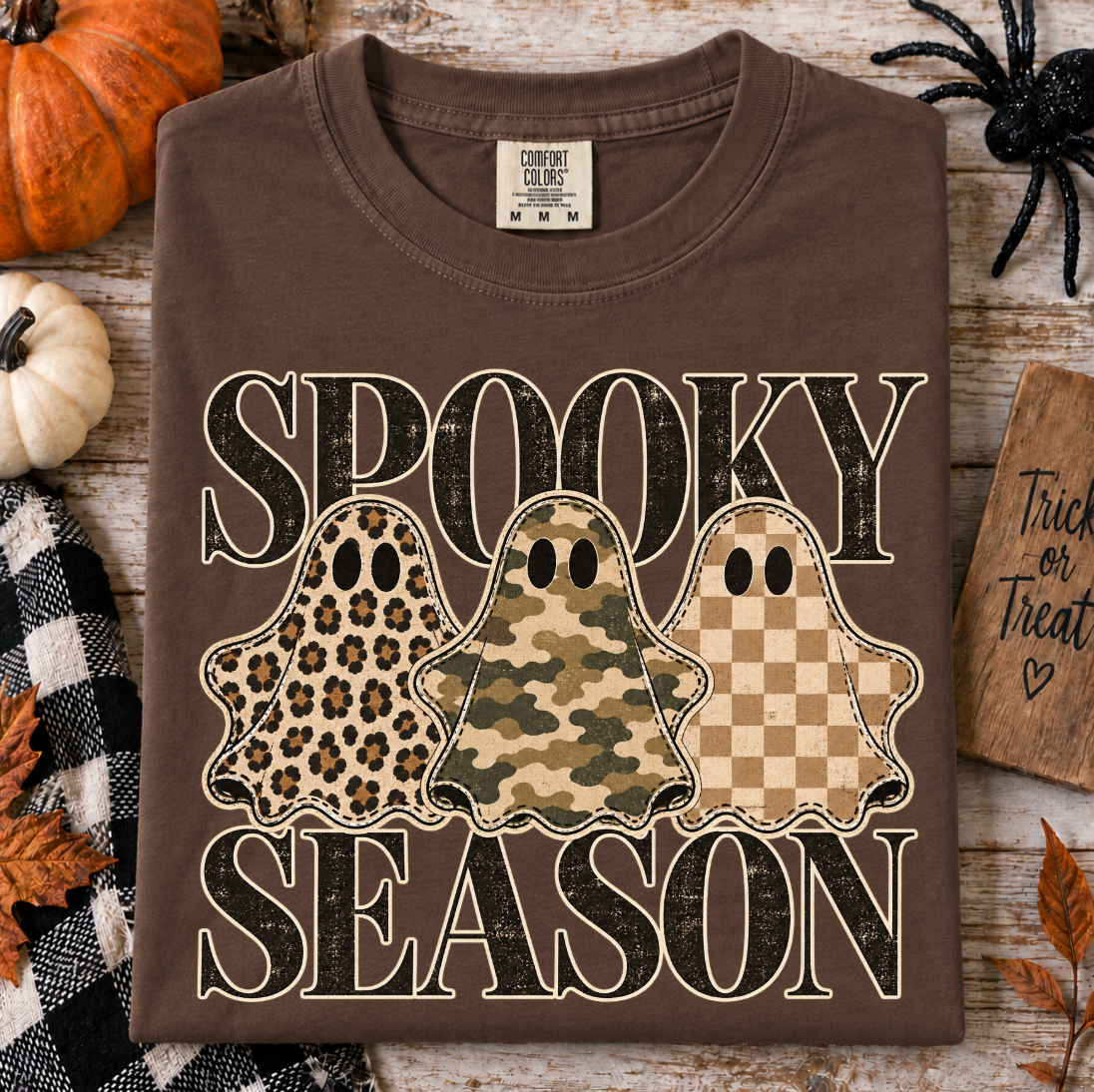Spooky Season Ghost Halloween teacher shirt – close-up detail