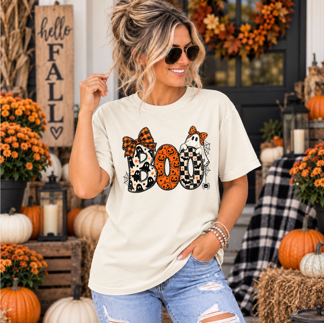 Boo Ghost cute Halloween teacher t-shirt – front view