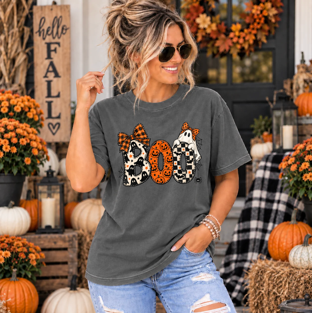 Boo Ghost cute Halloween teacher t-shirt – back view