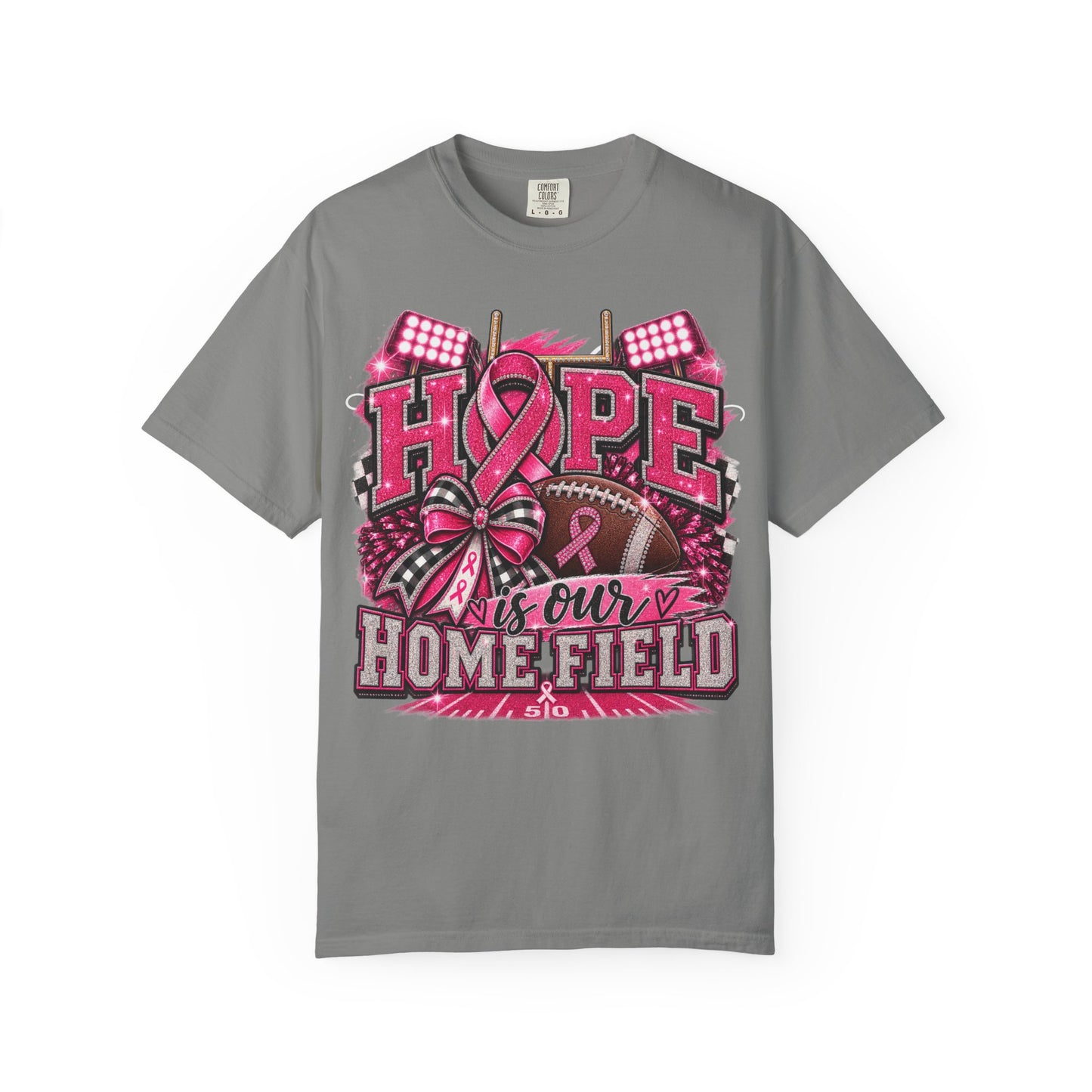 Hope is Our Home Field T-shirt, Cancer Awareness Football Crewneck tee