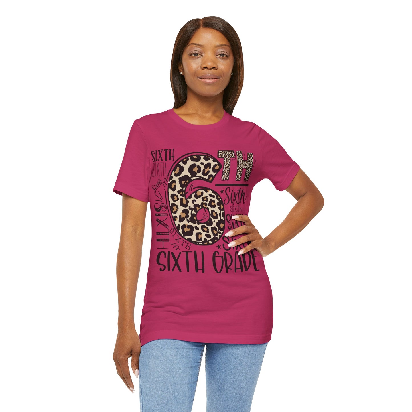 6th Grade Leopard Print T-Shirt — Cute Back-to-School Tee for Girls