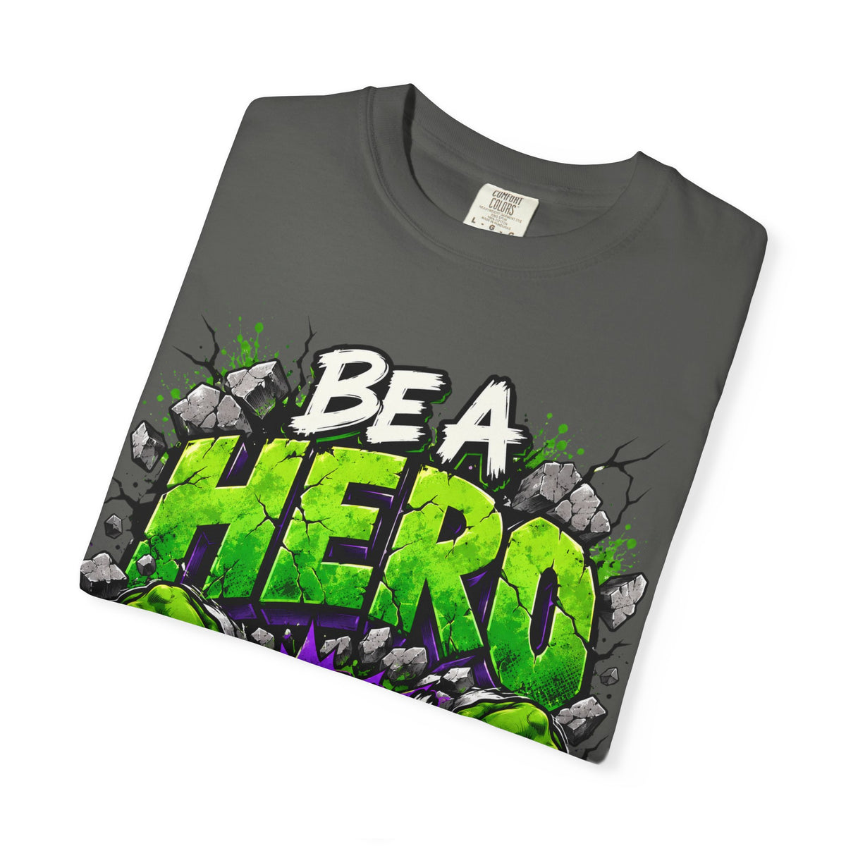 Red Ribbon Week teacher shirt - green smash Be a Hero Stay Drug Free design on black Comfort Colors tee - view 15