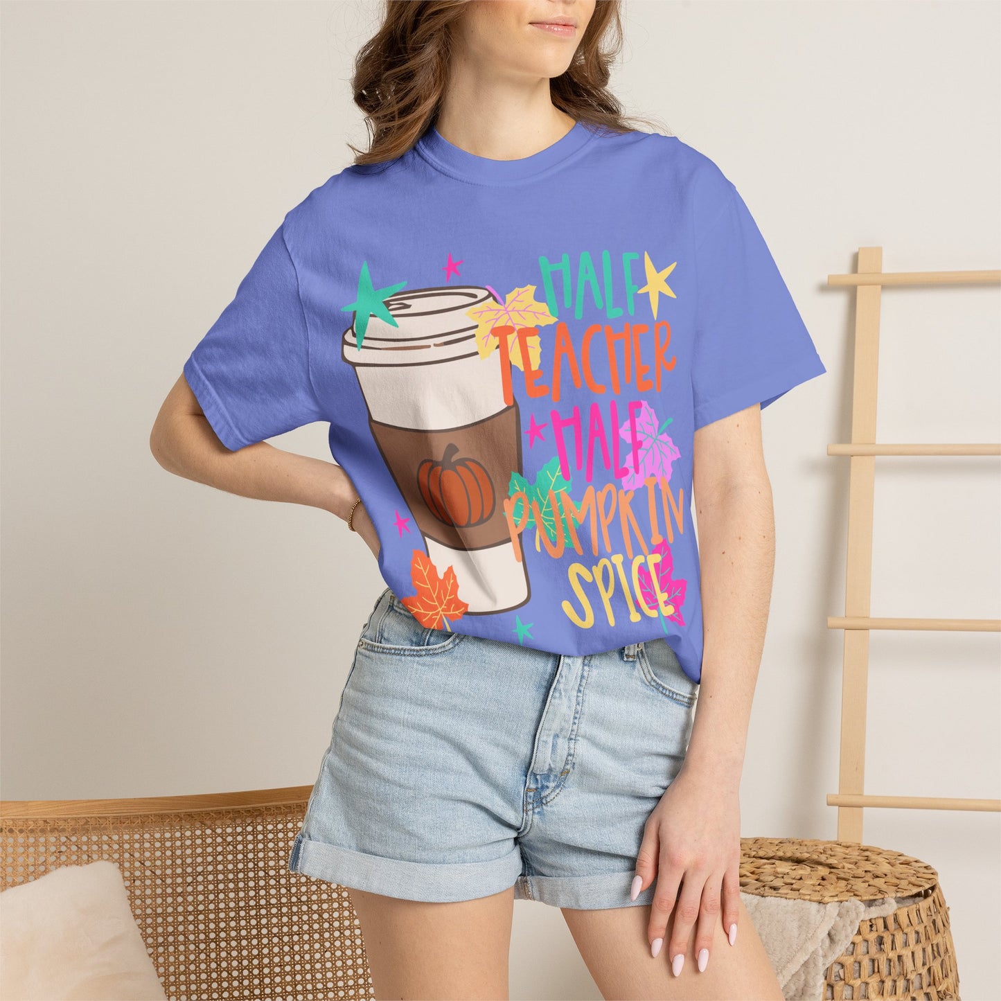Half Teacher Half Pumpkin Spice T-shirt | Pumpkin Spice Coffee Tee
