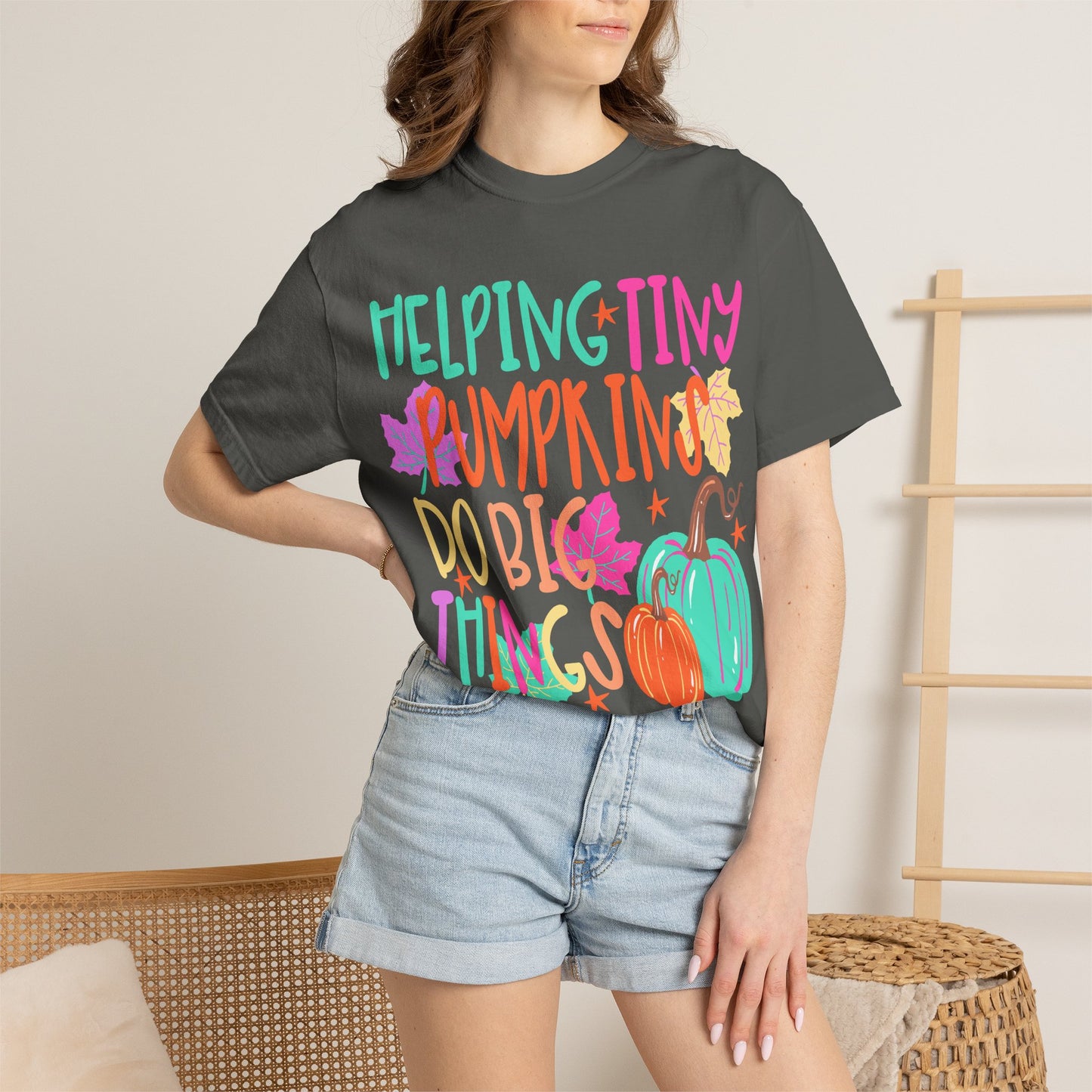 Helping Tiny Pumpkins | Fall Teacher Shirt | Comfort Colors® Pumpkin Tee
