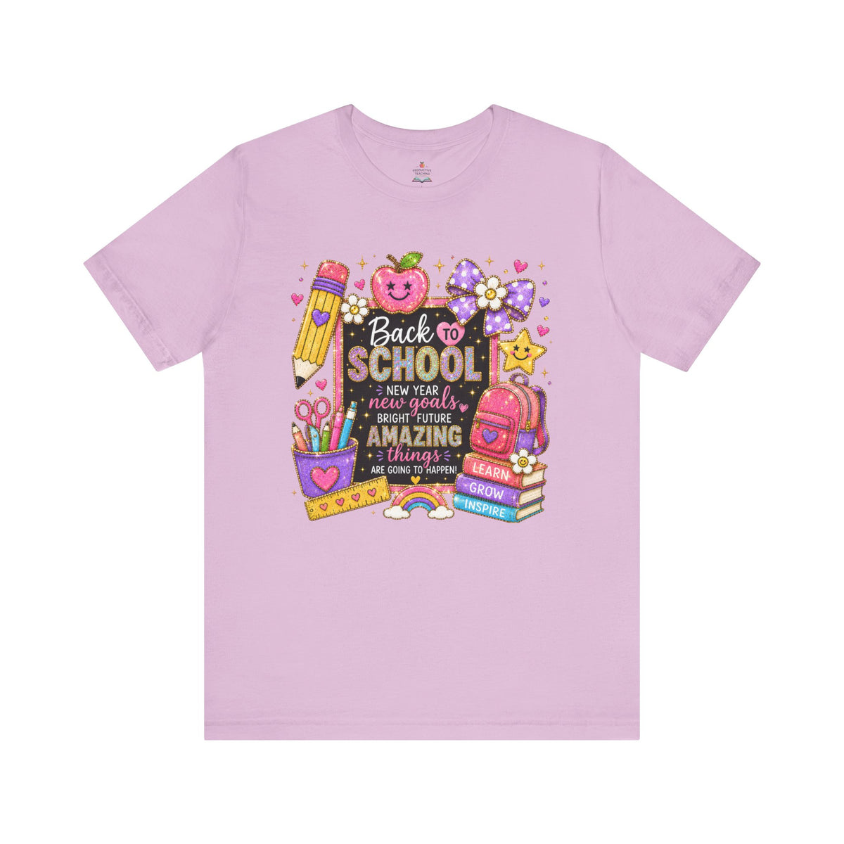 Back-to-School colorful new school year teacher shirt – back view