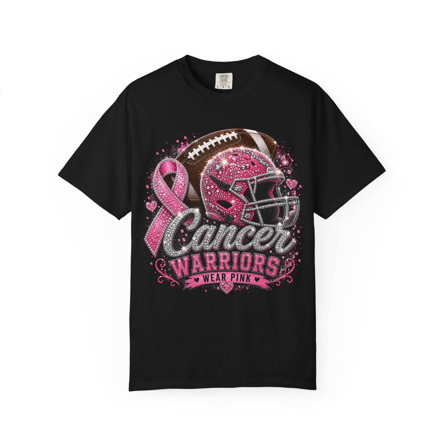 Cancer Warriors Football Helmet T-shirt, Pink Breast Cancer Ribbon Awareness T-Shirt Unixes Crewneck