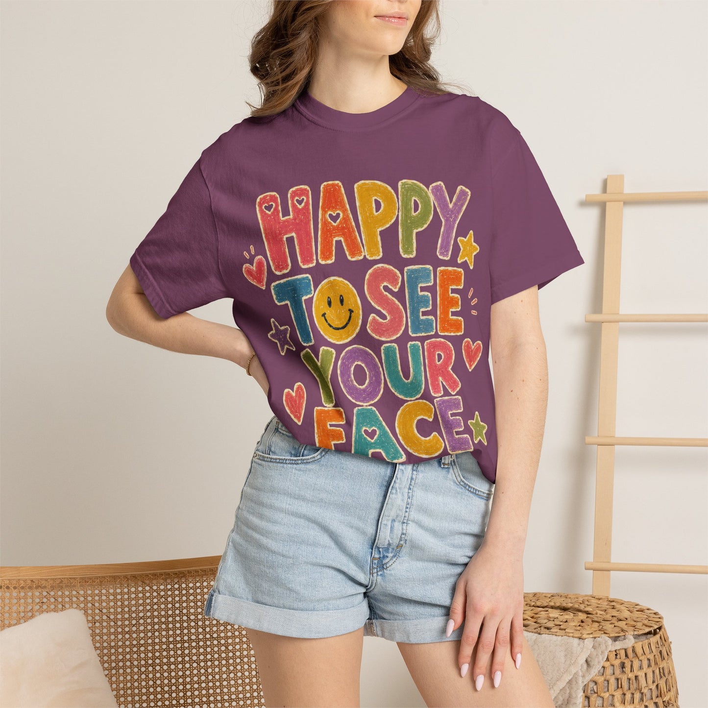 Happy to See Your Face Distressed | Positive Classroom Shirt