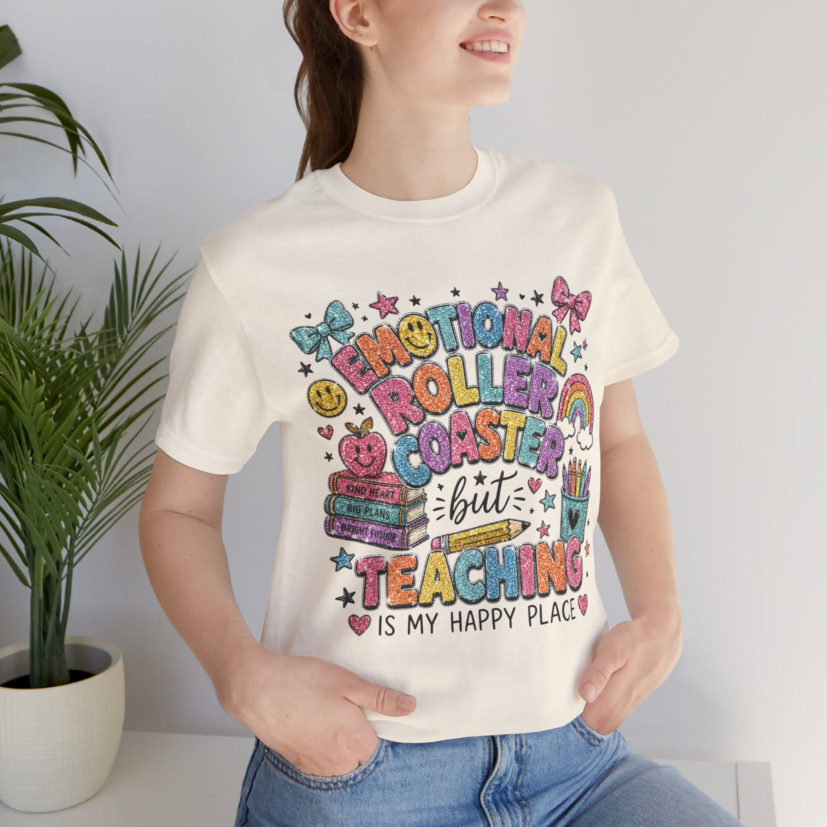 Teaching Is My Happy Place teacher shirt – color variant 1
