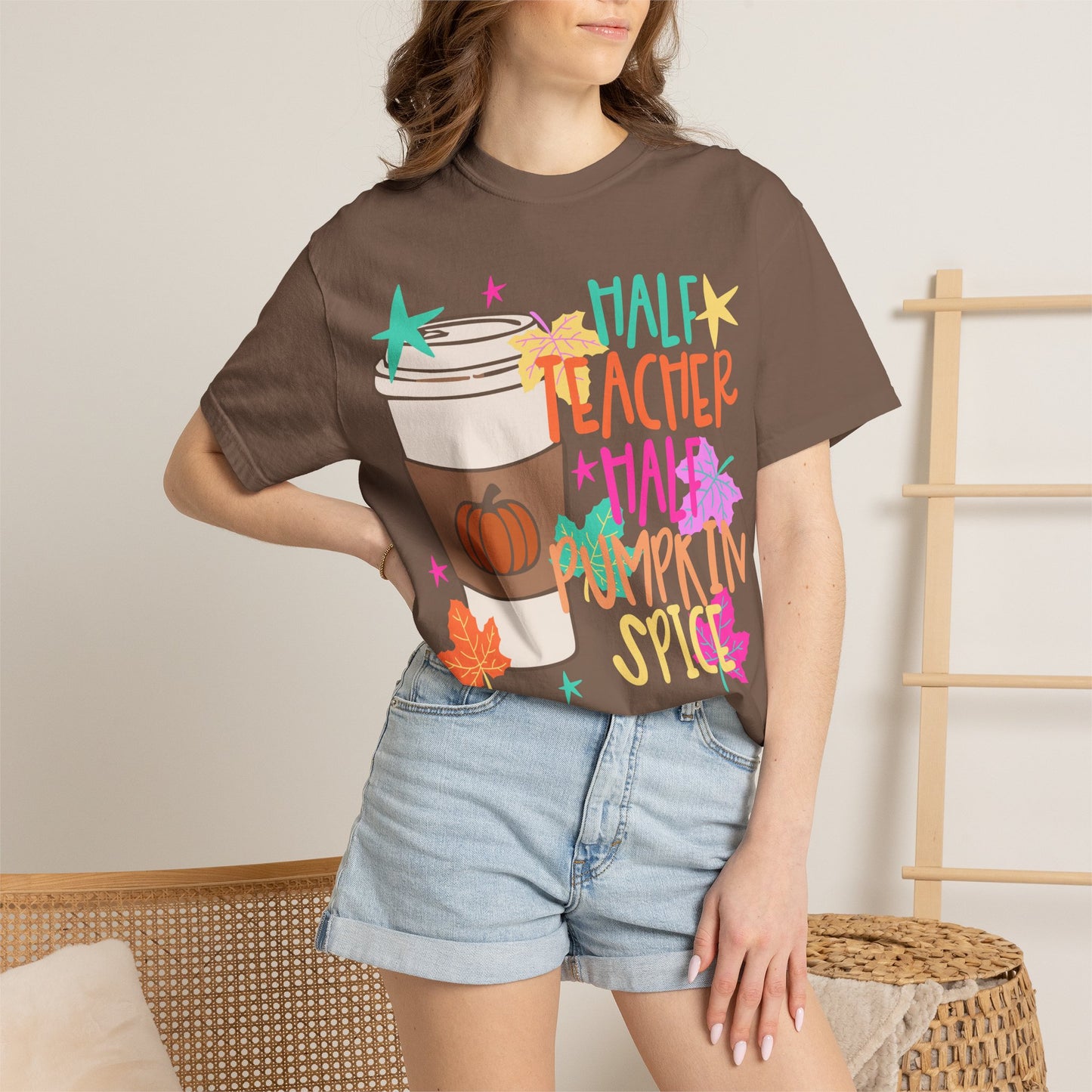 Half Teacher Half Pumpkin Spice T-shirt | Pumpkin Spice Coffee Tee