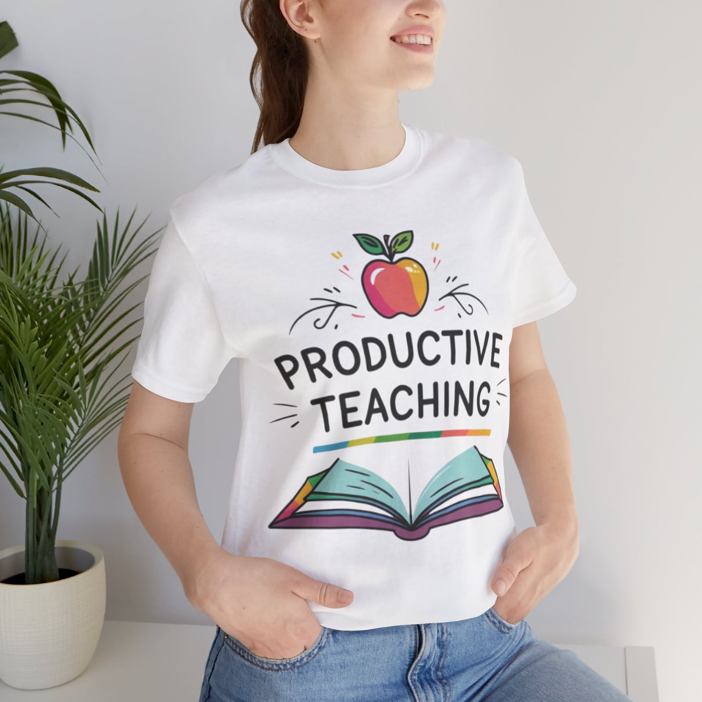 Productive Teaching T‑Shirt — Teacher Apple & Open Book Tee