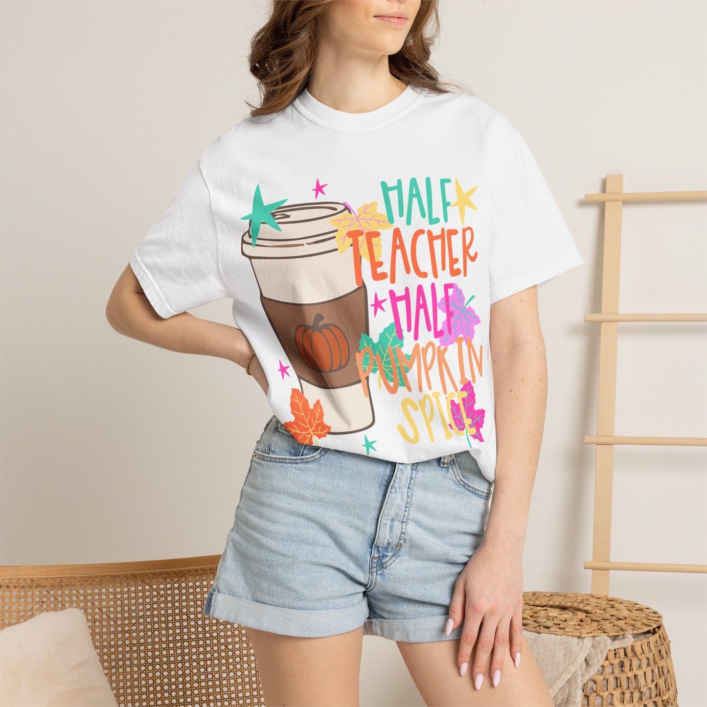 Half Teacher Half Pumpkin Spice T-shirt | Pumpkin Spice Coffee Tee