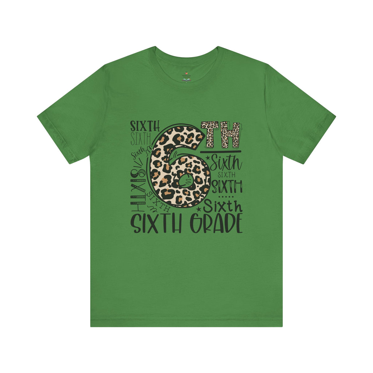Sixth Grade leopard print teacher shirt – back view