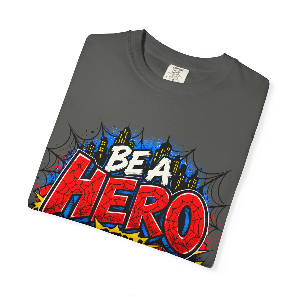 Red Ribbon Week teacher shirt - spider web Be a Hero Stay Drug Free design on grey Comfort Colors tee - view 14
