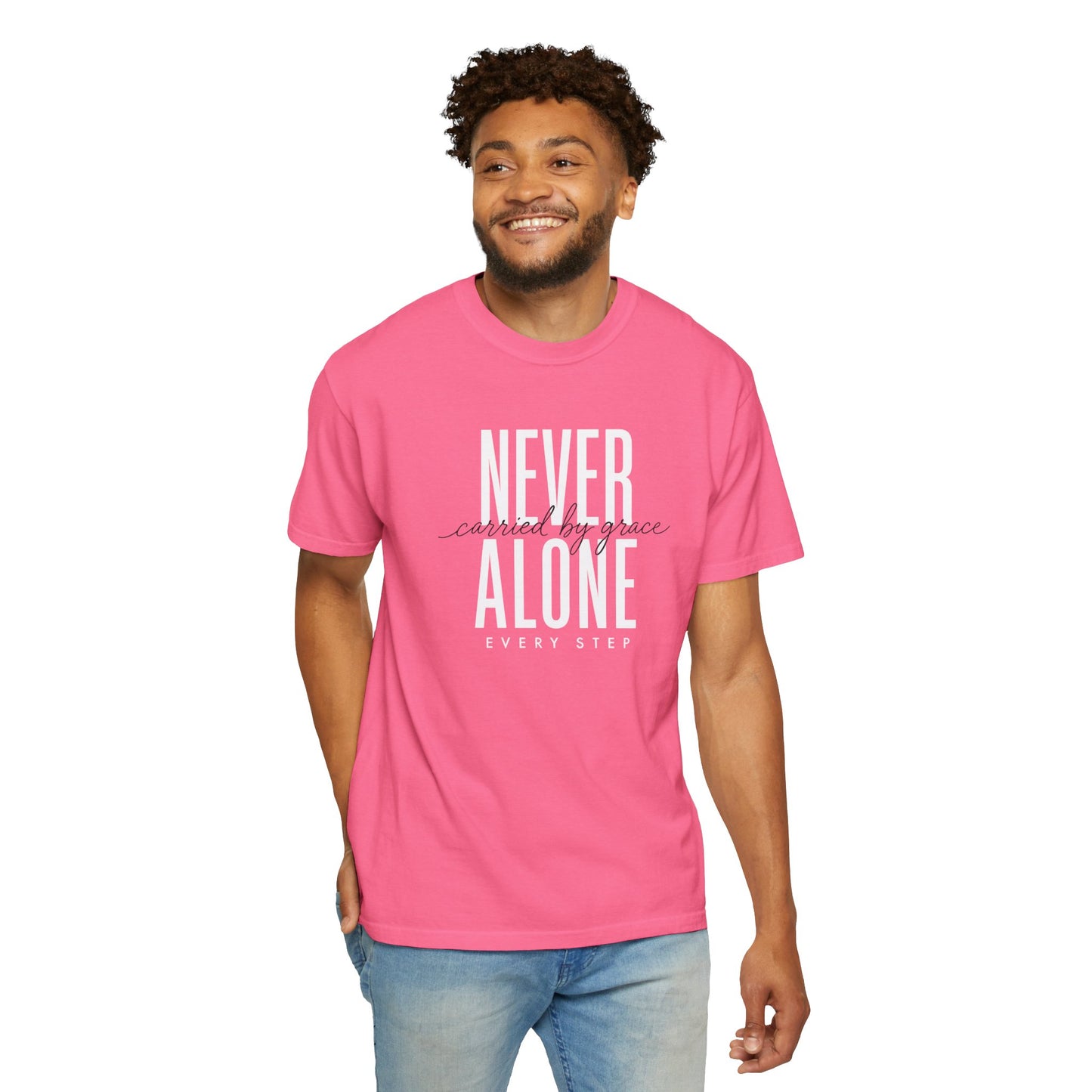 Never Alone Inspirational T-Shirt, Christian Tee, Christian Gift Crewneck Tee