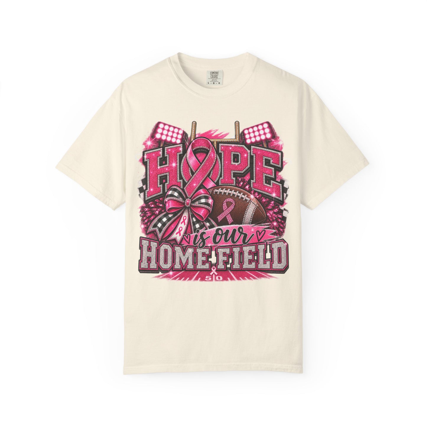 Hope is Our Home Field T-shirt, Cancer Awareness Football Crewneck tee