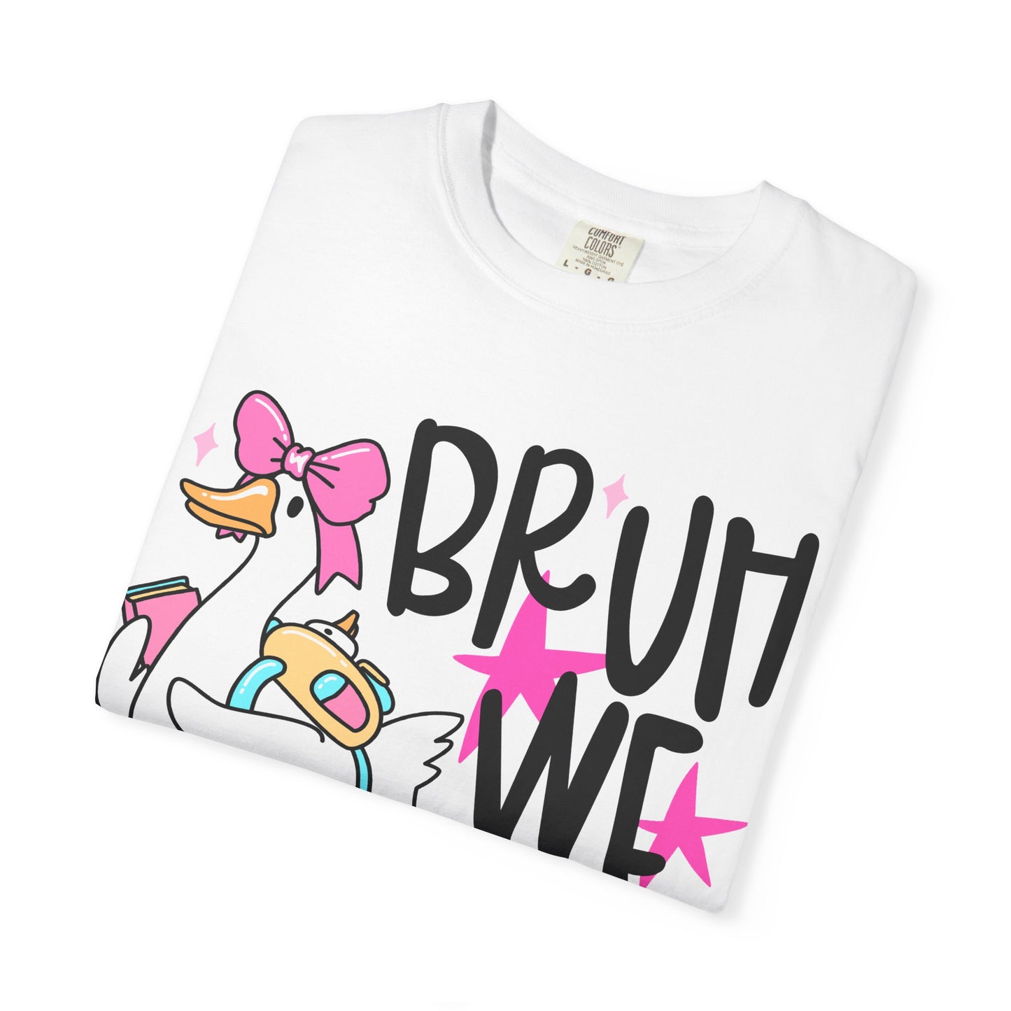 Bruh We Back Duck T-shirt | Cute Retro Cartoon, Pink Stars