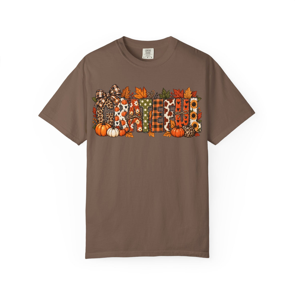 Espresso Comfort Colors 1717 grateful fall teacher shirt with autumn graphic