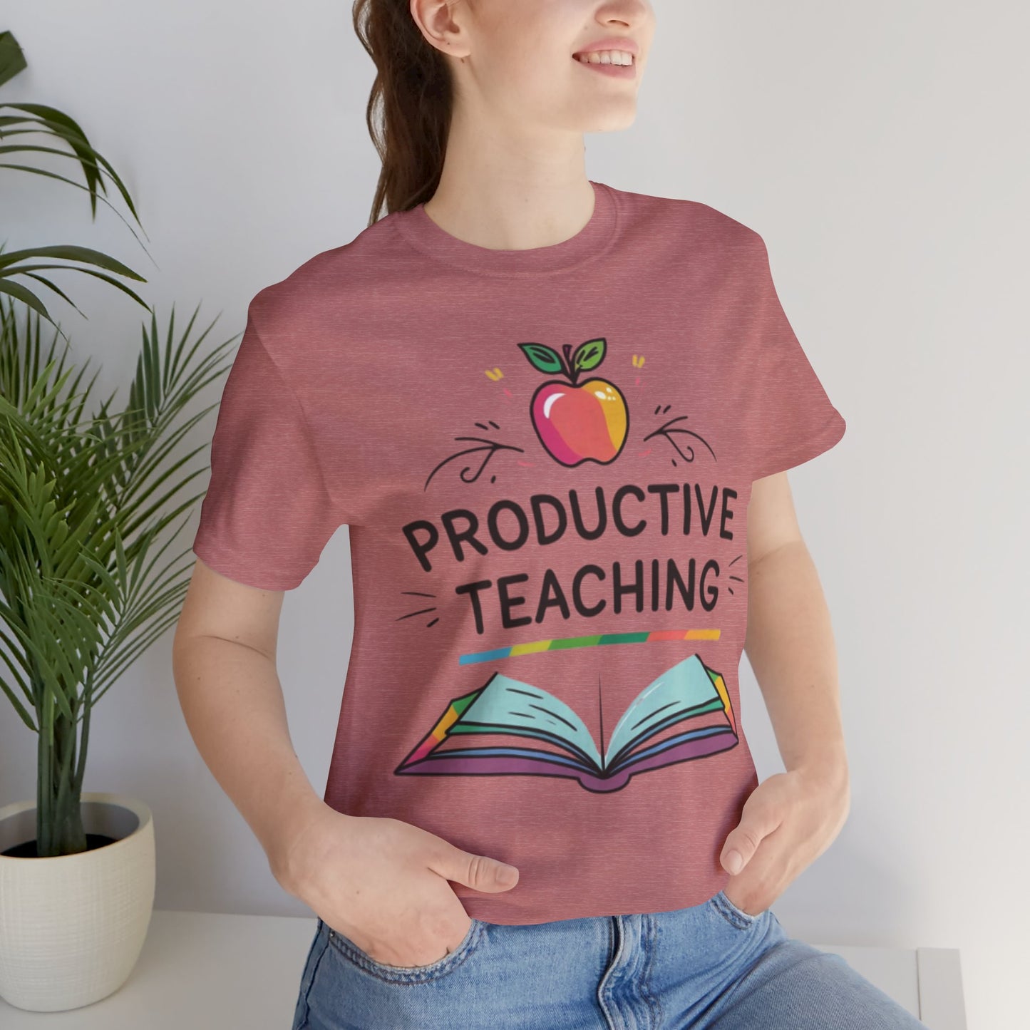 Productive Teaching T‑Shirt — Teacher Apple & Open Book Tee