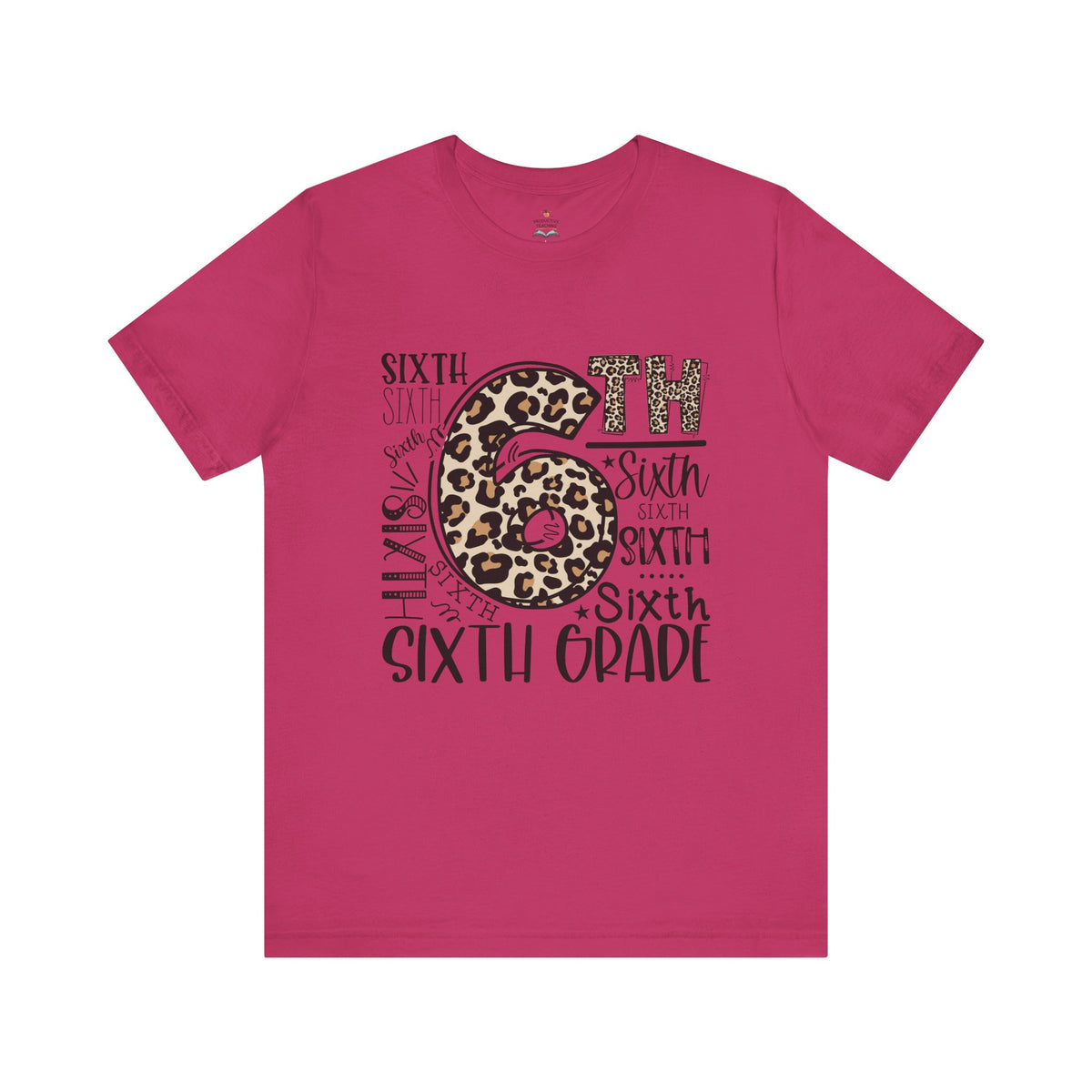Sixth Grade leopard print teacher shirt – color variant 4