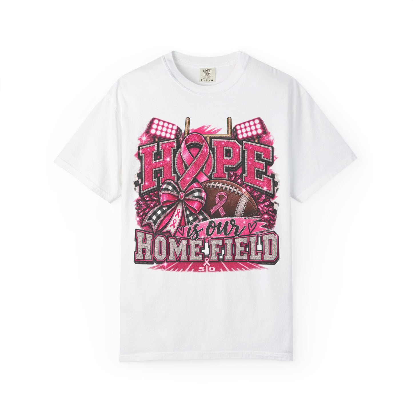 Hope is Our Home Field T-shirt, Cancer Awareness Football Crewneck tee