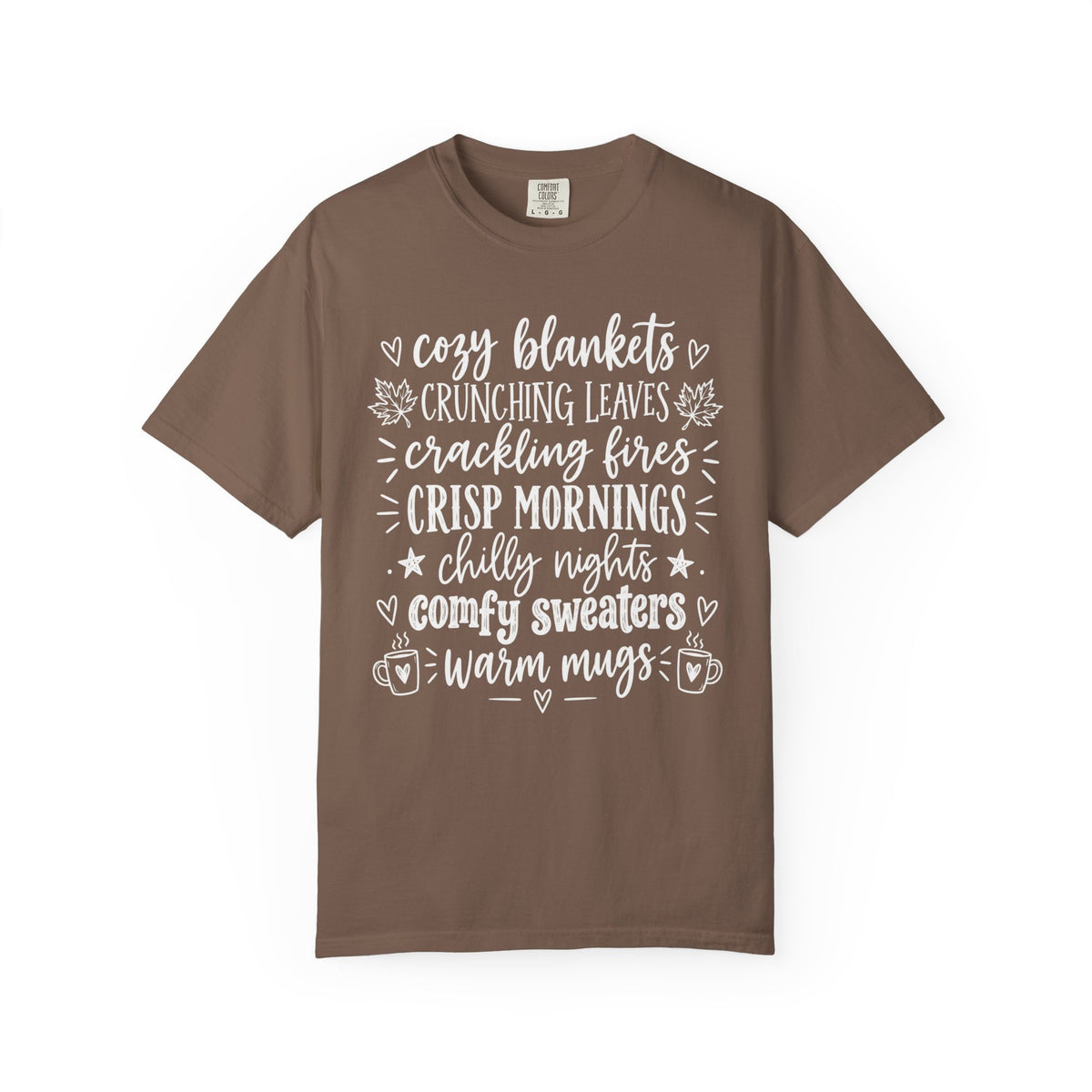 Cozy Fall autumn favorites teacher tee – back view