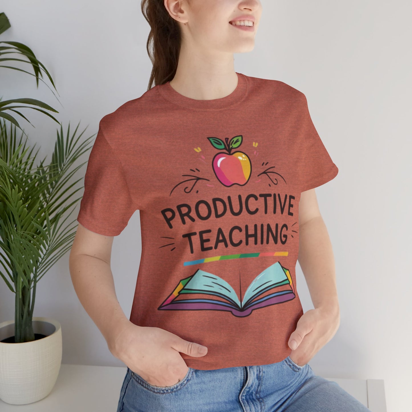 Productive Teaching T‑Shirt — Teacher Apple & Open Book Tee
