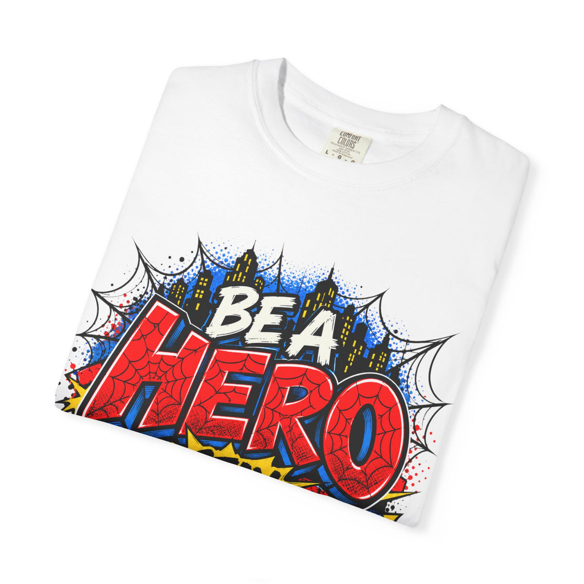 Red Ribbon Week teacher shirt - spider web Be a Hero Stay Drug Free design on grey Comfort Colors tee - view 13