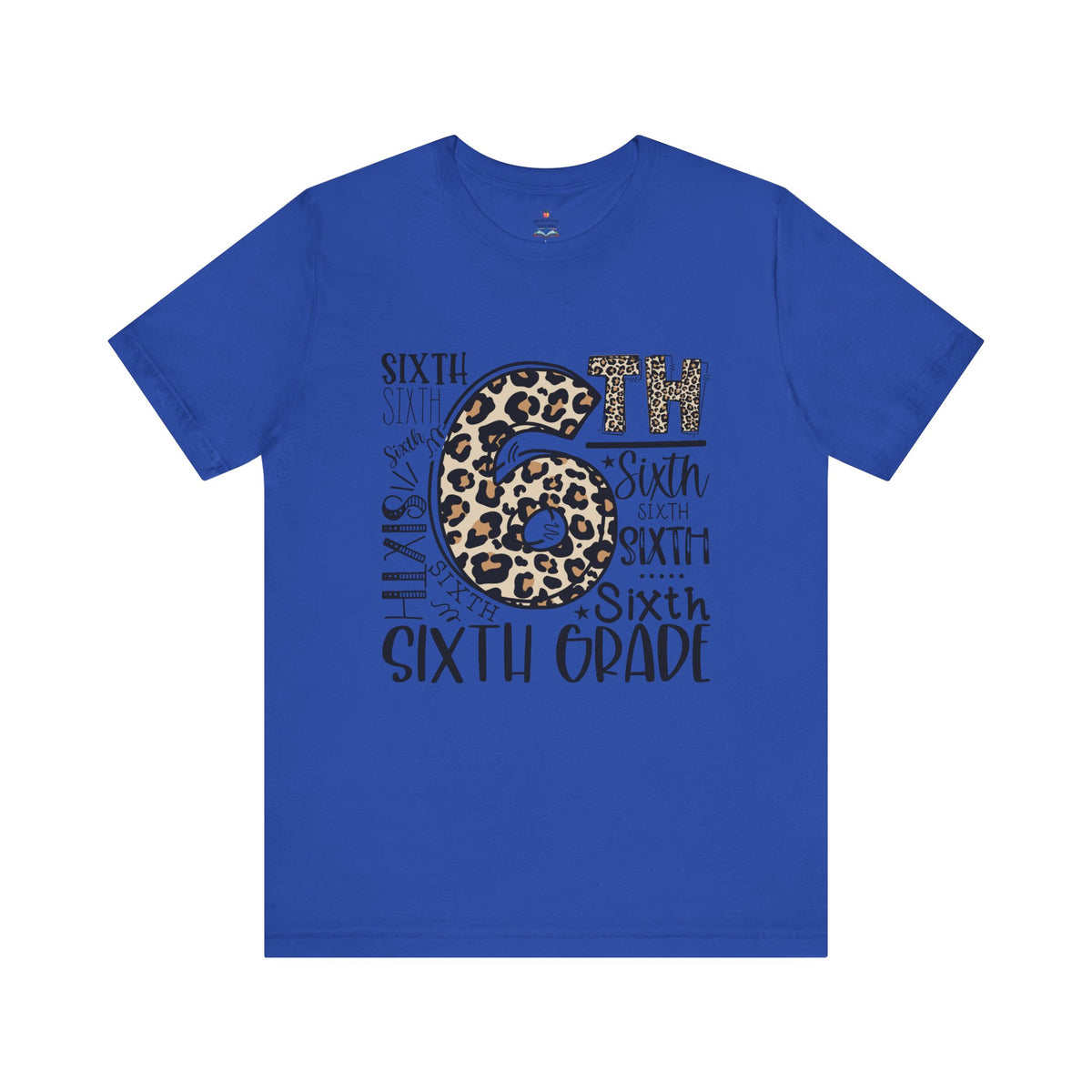 Sixth Grade leopard print teacher shirt – color variant 1