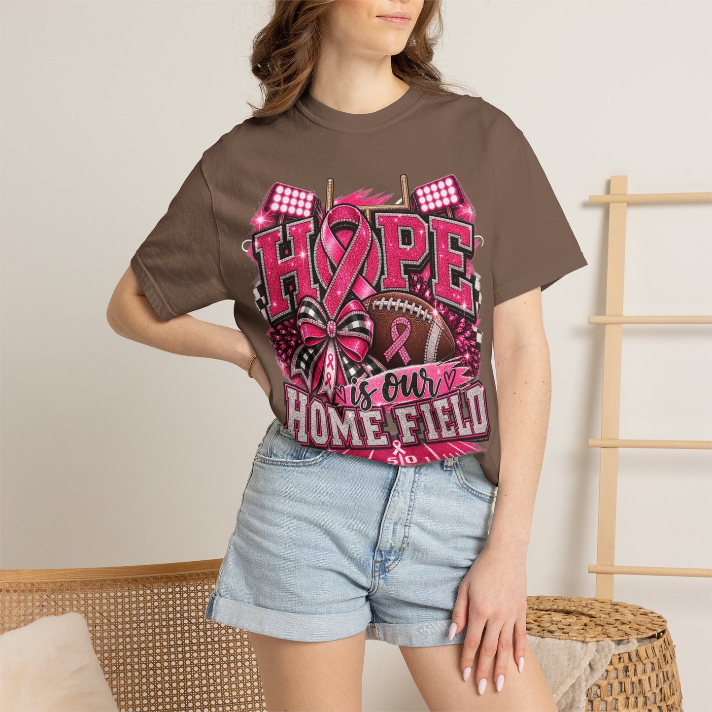 Hope is Our Home Field T-shirt, Cancer Awareness Football Crewneck tee