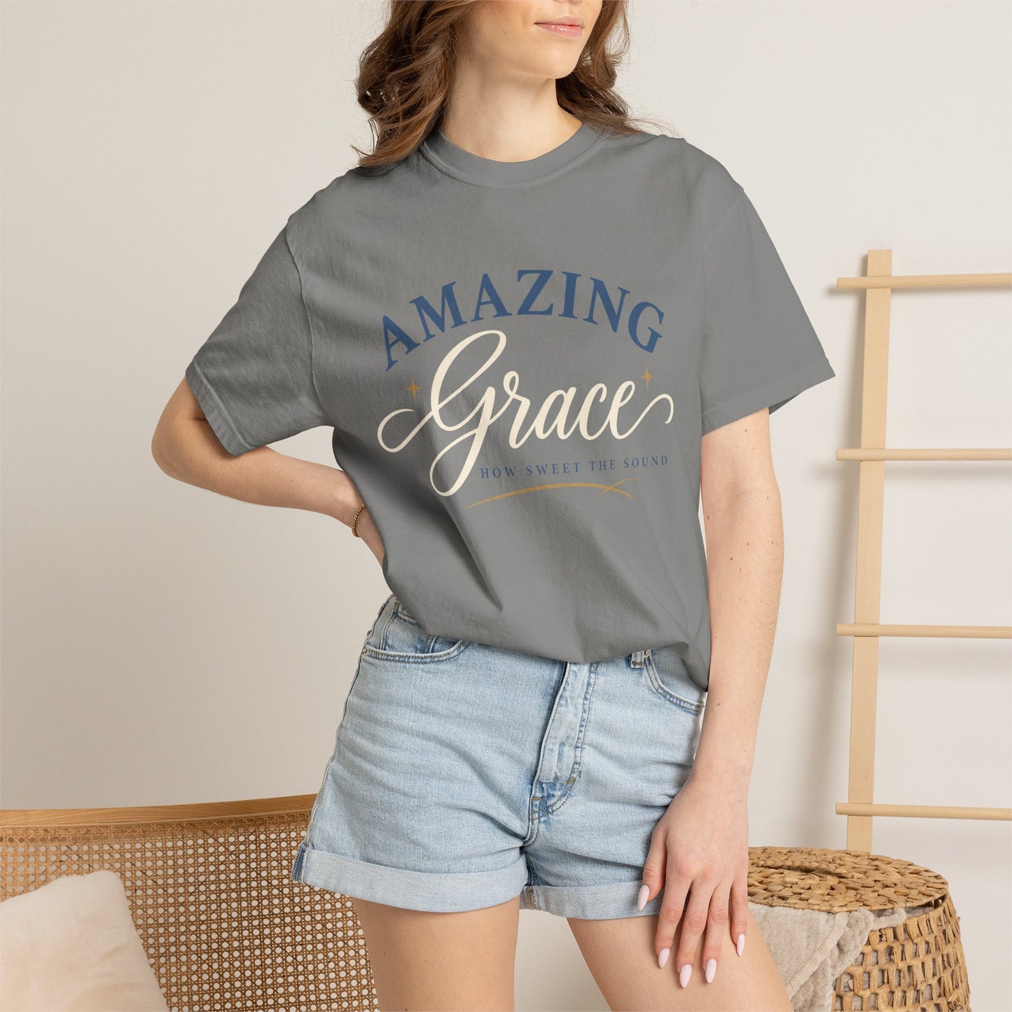 Amazing Grace script T-shirt | Christian faith typography tee