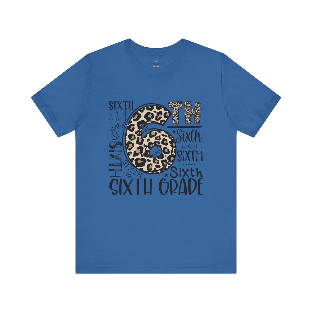 Sixth Grade leopard print teacher shirt – color variant 2