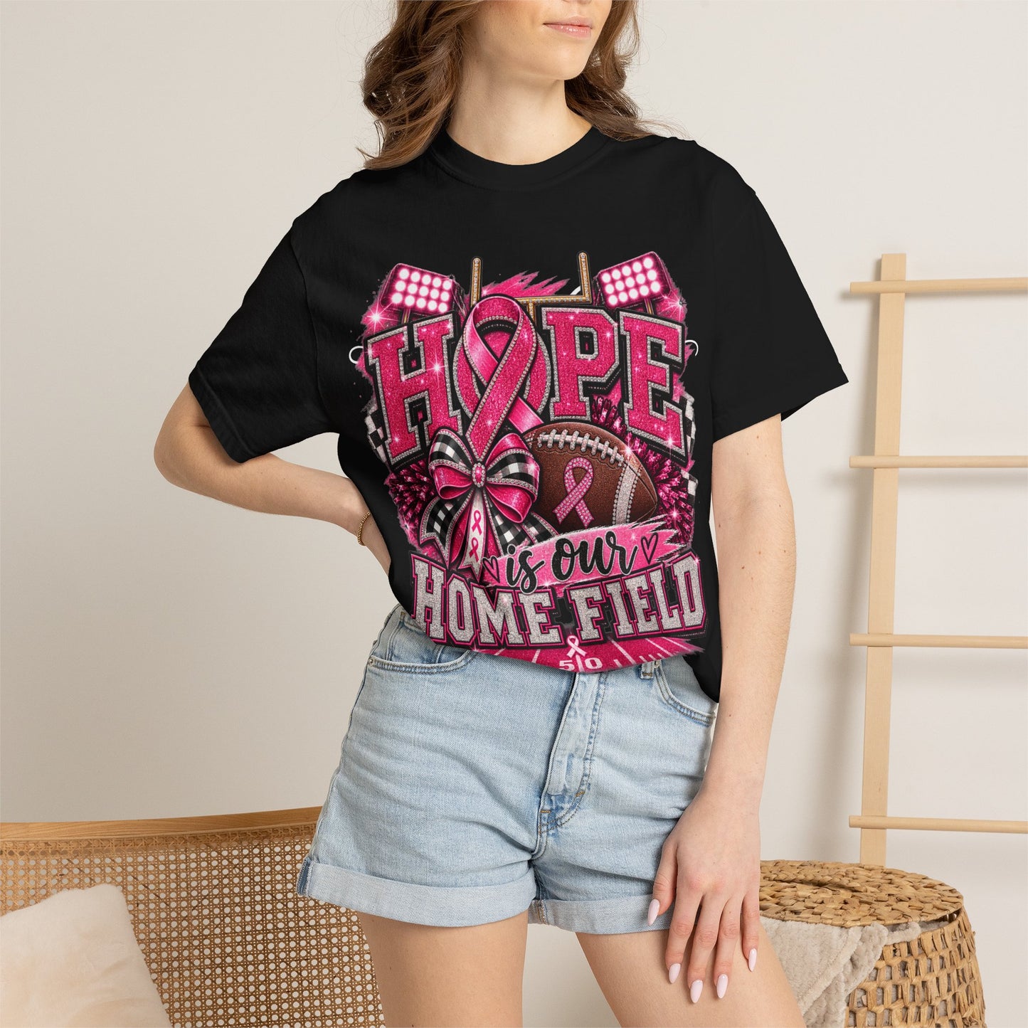 Hope is Our Home Field T-shirt, Cancer Awareness Football Crewneck tee