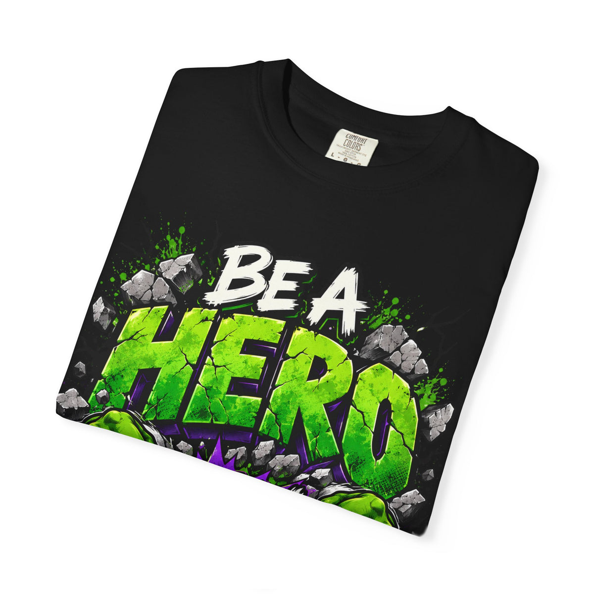 Red Ribbon Week teacher shirt - green smash Be a Hero Stay Drug Free design on black Comfort Colors tee - view 11